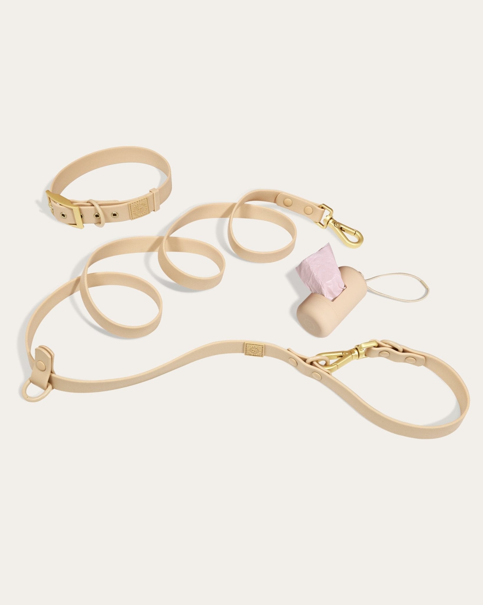 Wander! Collar, Leash, & Poop Pouch Kit Latte - FURRY MUSE WAN - CKIT - S - BR