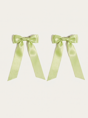 Petite Bow Clips - Matcha