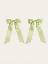 Petite Bow Clips - Matcha