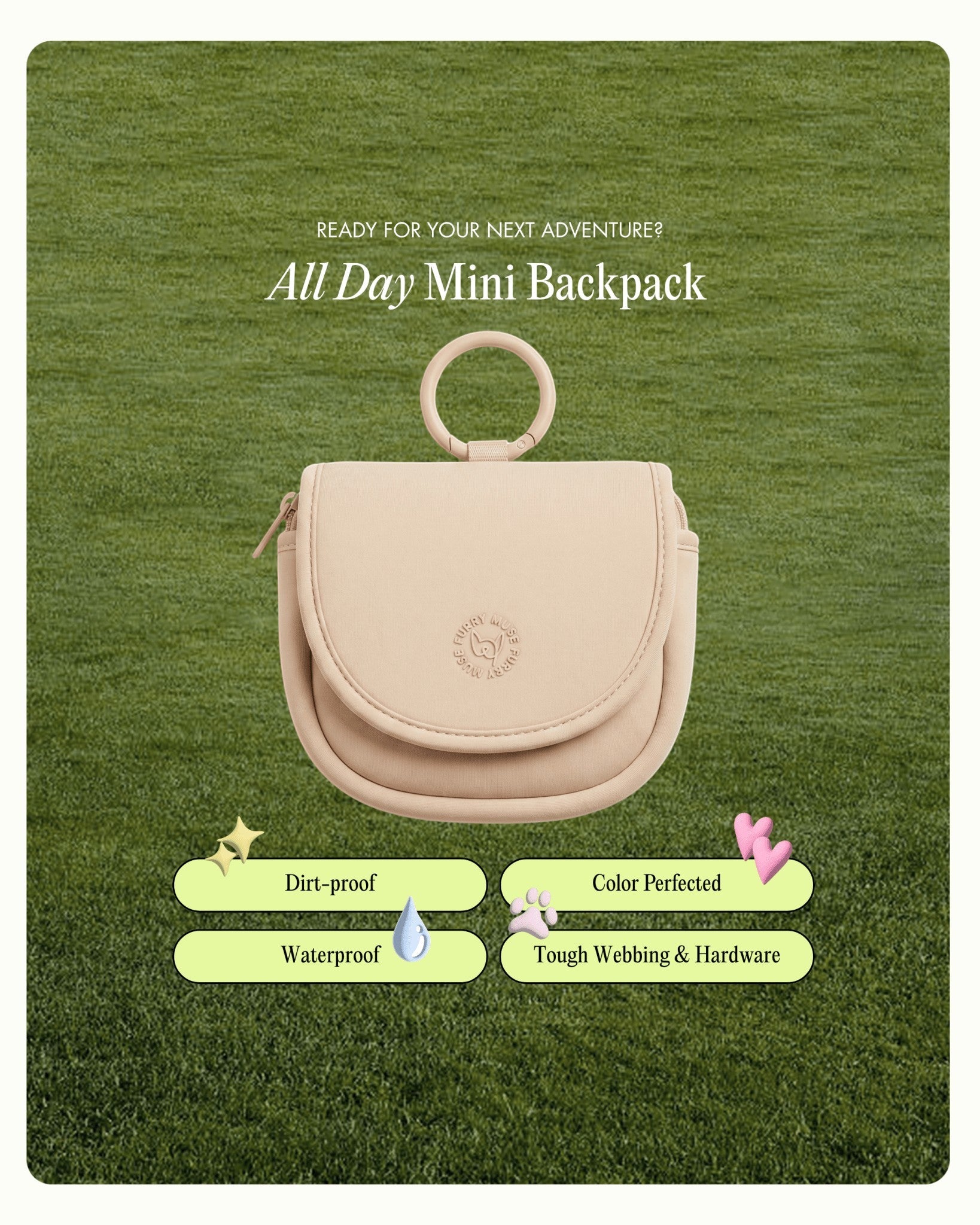 All Day Mini Backpack - Latte - FURRY MUSE HMB-MINI-S-BEI