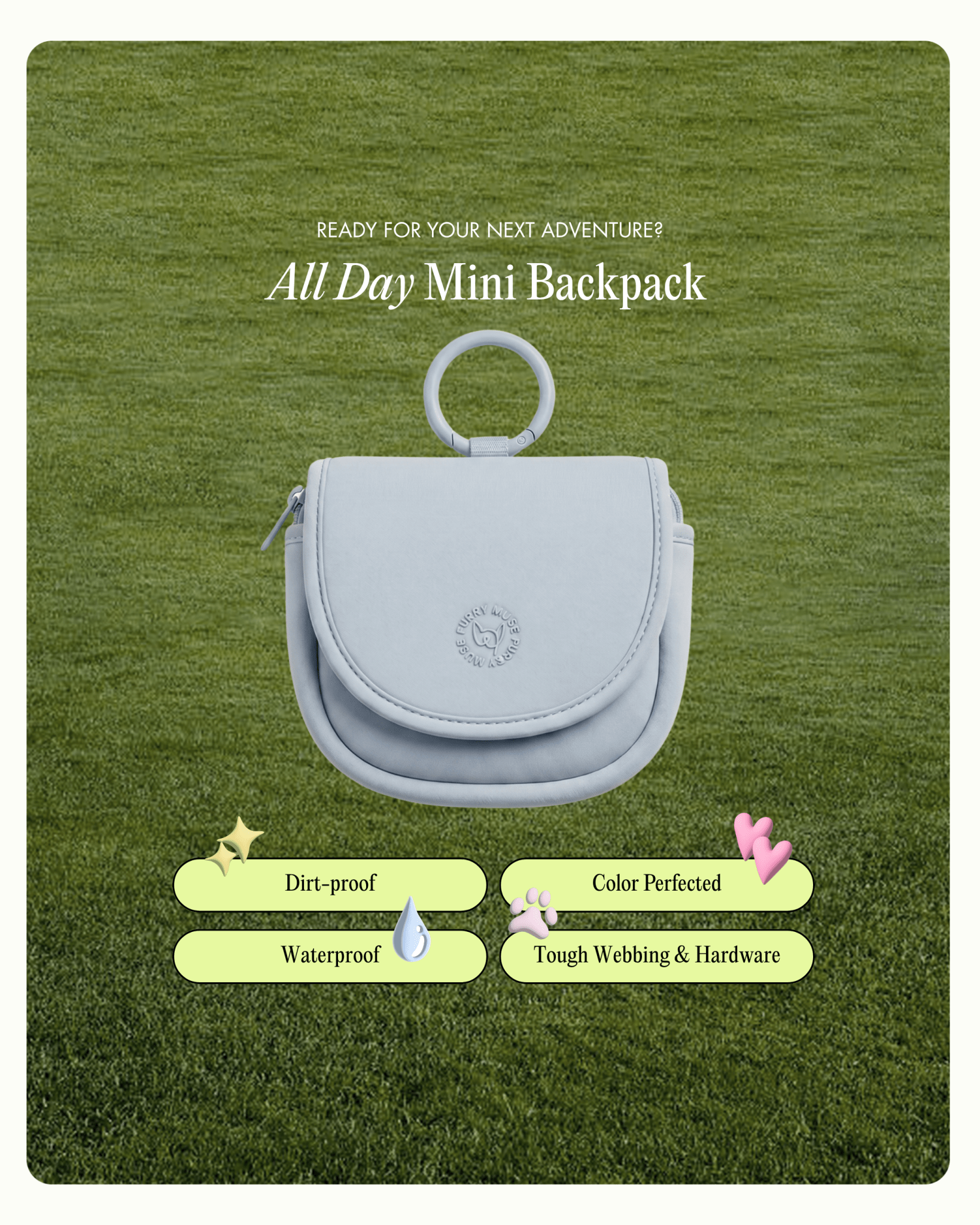 All Day Mini Backpack - Sky - FURRY MUSE HMB-MINI-S-BL