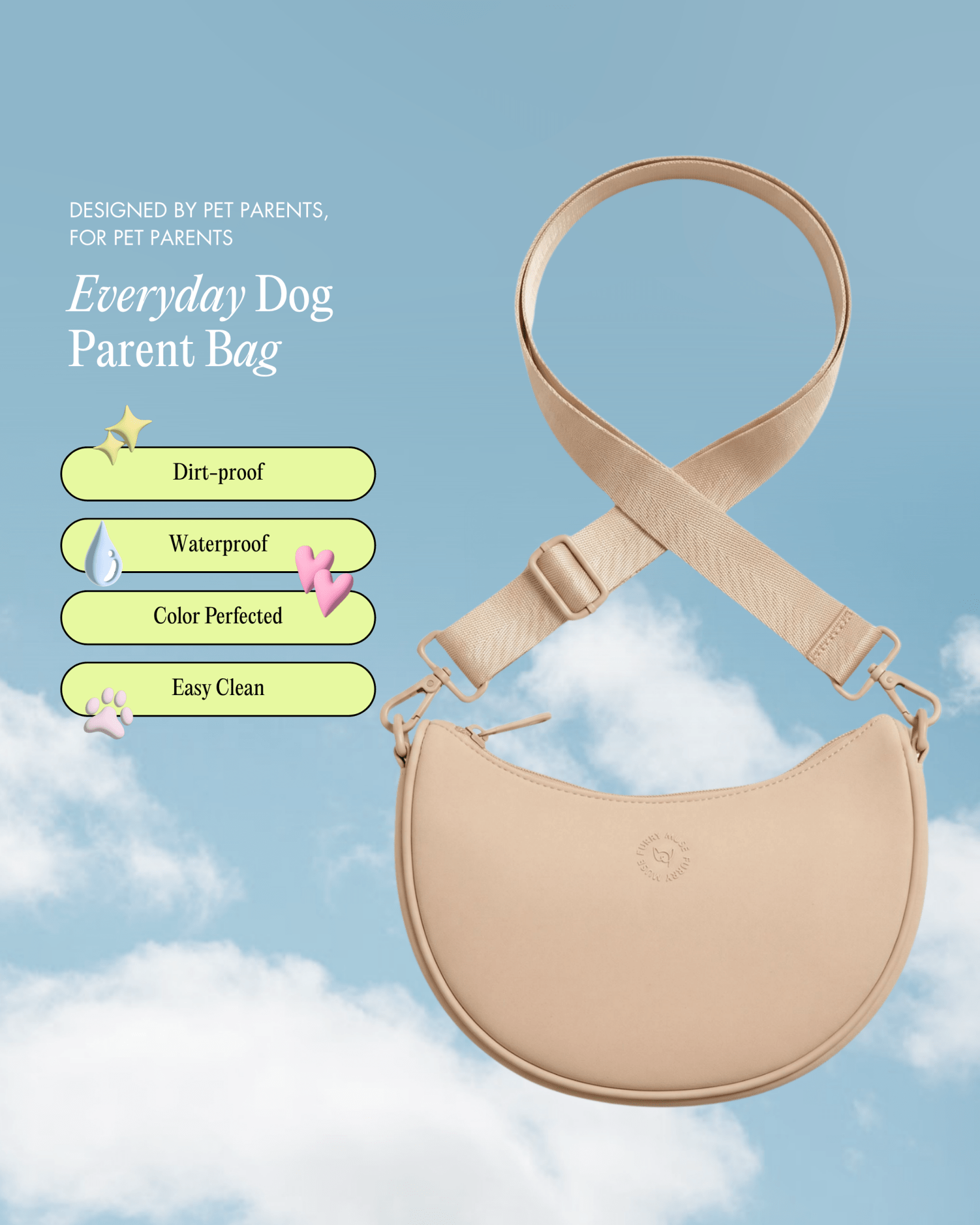 Everyday Dog Parent Bag - Latte - FURRY MUSE HMB-OS-BEI-FLEX