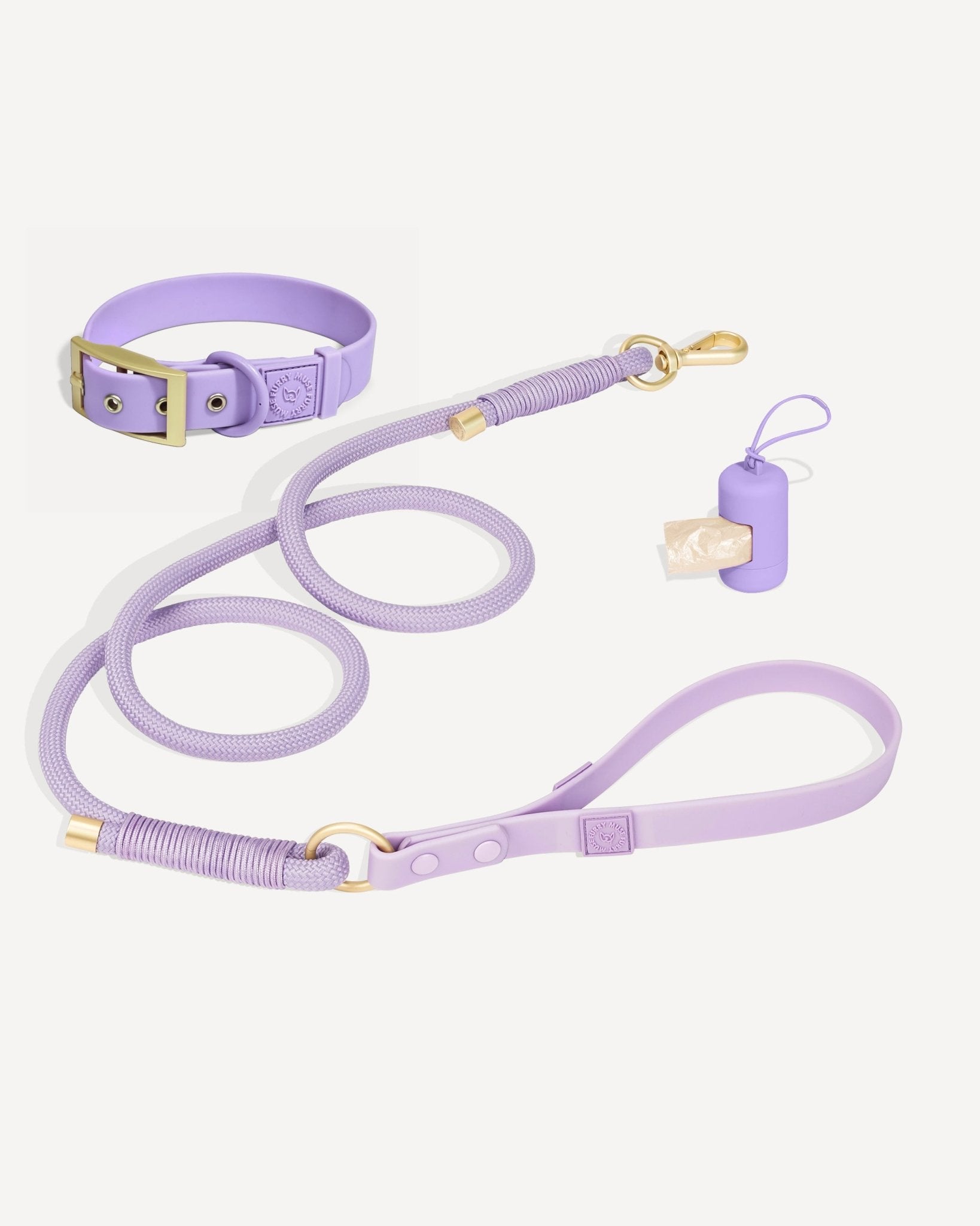 Flow Rope Leash and Collar Kit - Lilac - FURRY MUSE FLOW-CKIT-S-LI