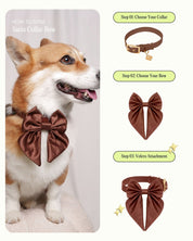 Satin Collar Bow 2.0 - Cocoa - FURRY MUSE WAN-VCB-S-BR