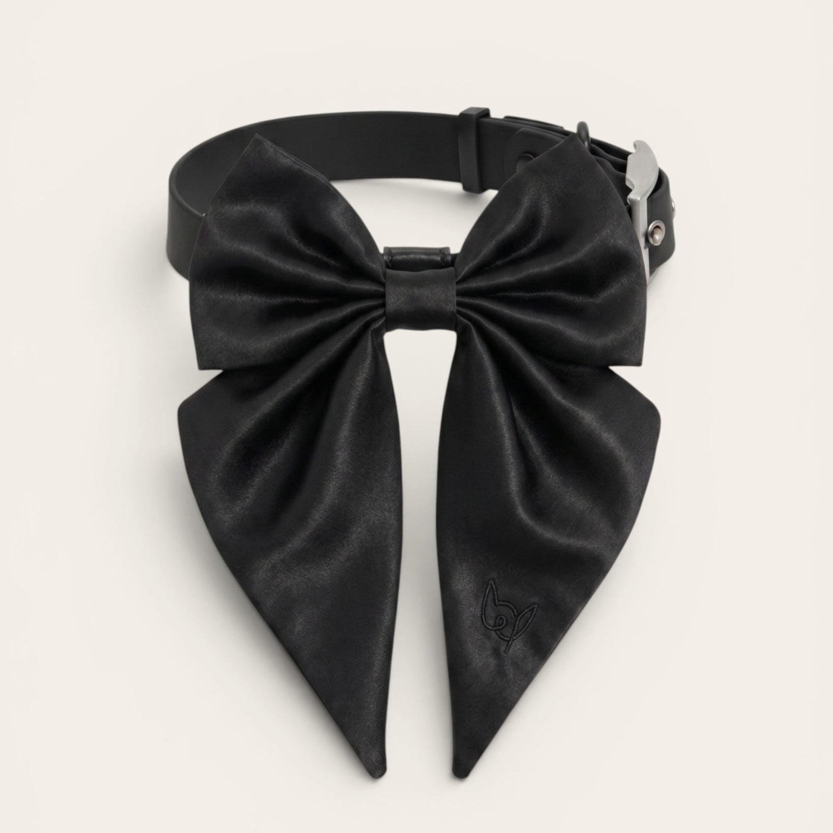 Satin Collar Bow 2.0 - Midnight - FURRY MUSE WAN-VCB-S-BLK