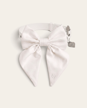 Satin Collar Bow 2.0 - Pearl - FURRY MUSE WAN-VCB-S-WH