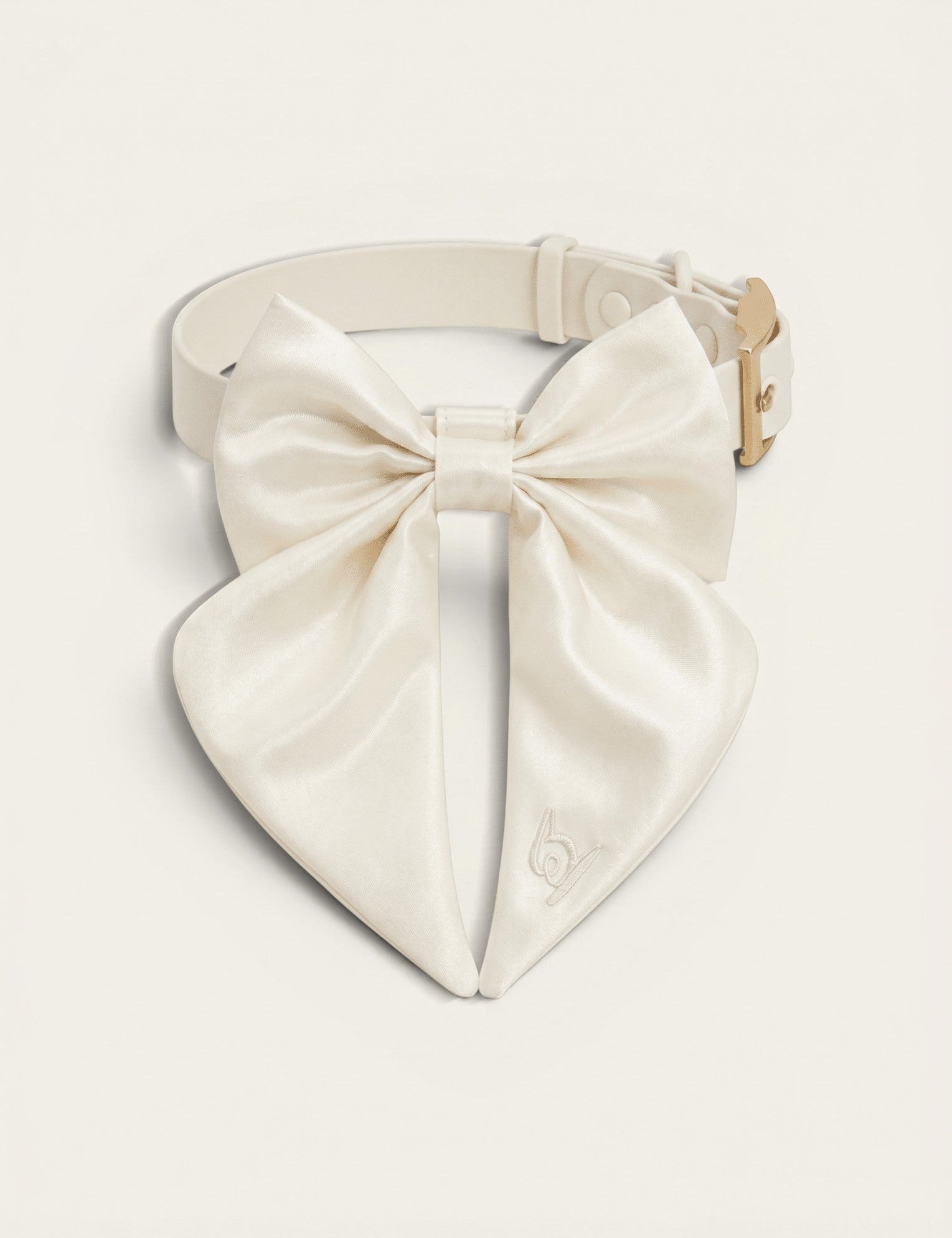 Satin Collar Bow 2.0 - Pearl - FURRY MUSE WAN-VCB-S-WH