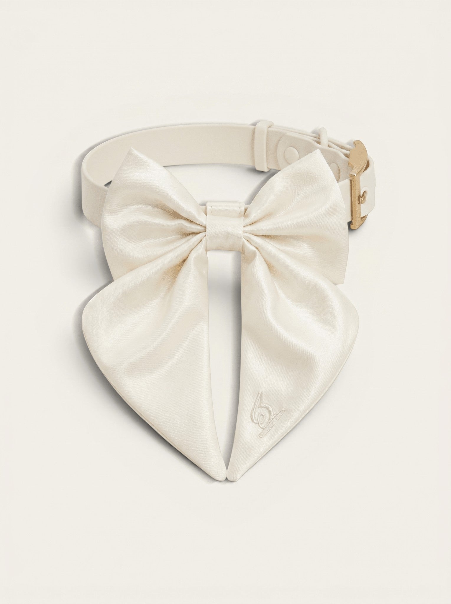 Satin Collar Bow 2.0 - Pearl - FURRY MUSE WAN-VCB-S-WH