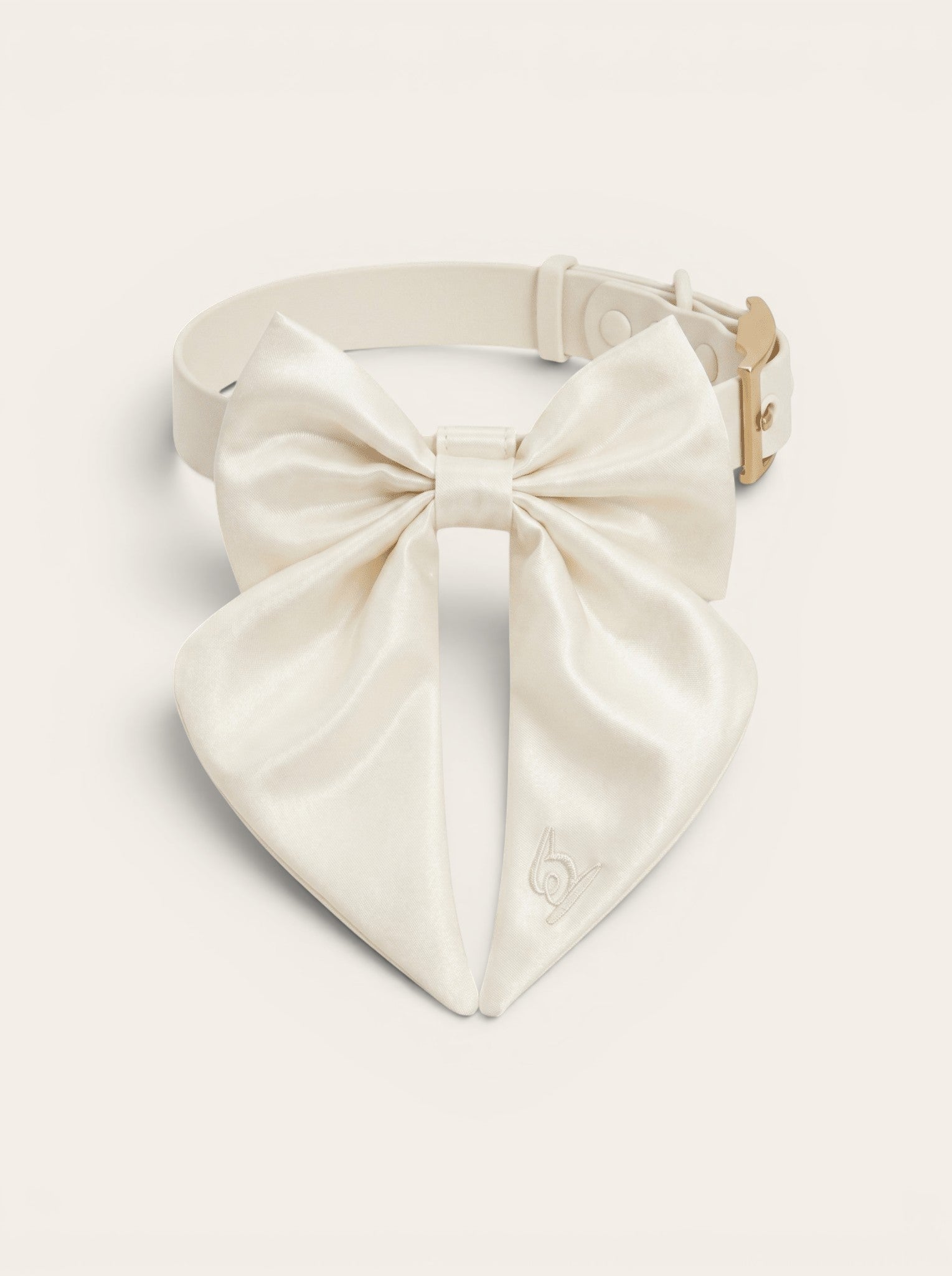 Satin Collar Bow 2.0 - Pearl - FURRY MUSE WAN-VCB-S-WH