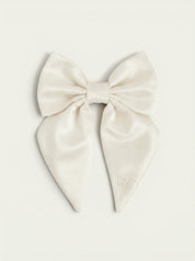 Satin Collar Bow 2.0 - Pearl - FURRY MUSE WAN-VCB-S-WH