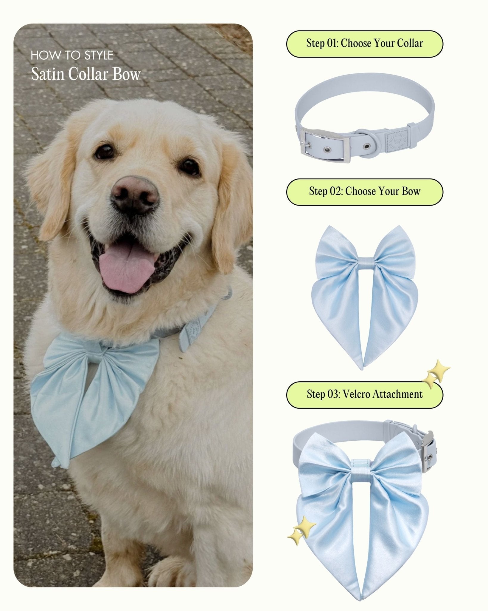 Satin Collar Bow - Sky - FURRY MUSE WAN-BOW-S-BL