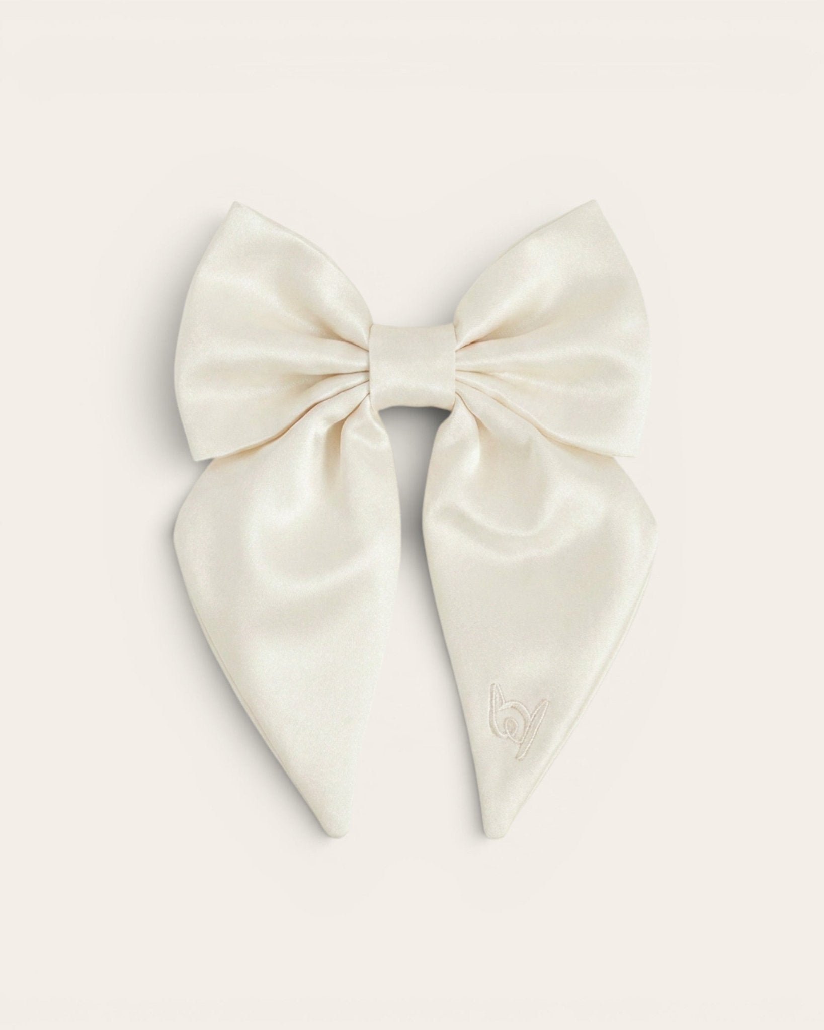 Satin Harness Bow - Pearl - FURRY MUSE WAN-HBW-XS-WH