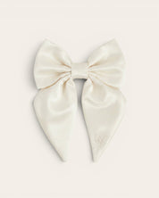 Satin Harness Bow - Pearl - FURRY MUSE WAN-HBW-XS-WH