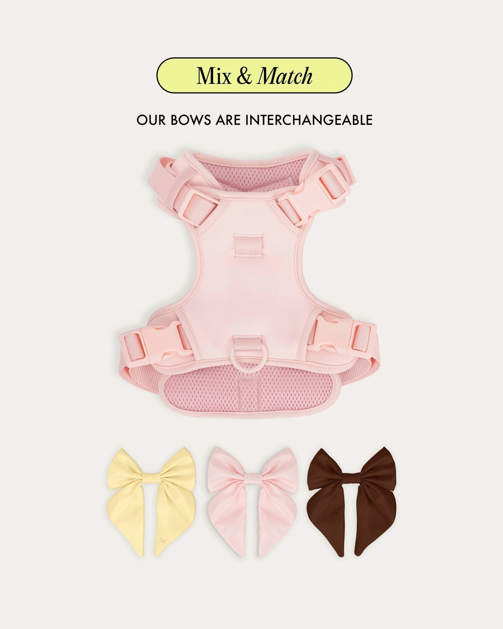 Satin Harness Bow - Pearl - FURRY MUSE WAN-HBW-XS-WH