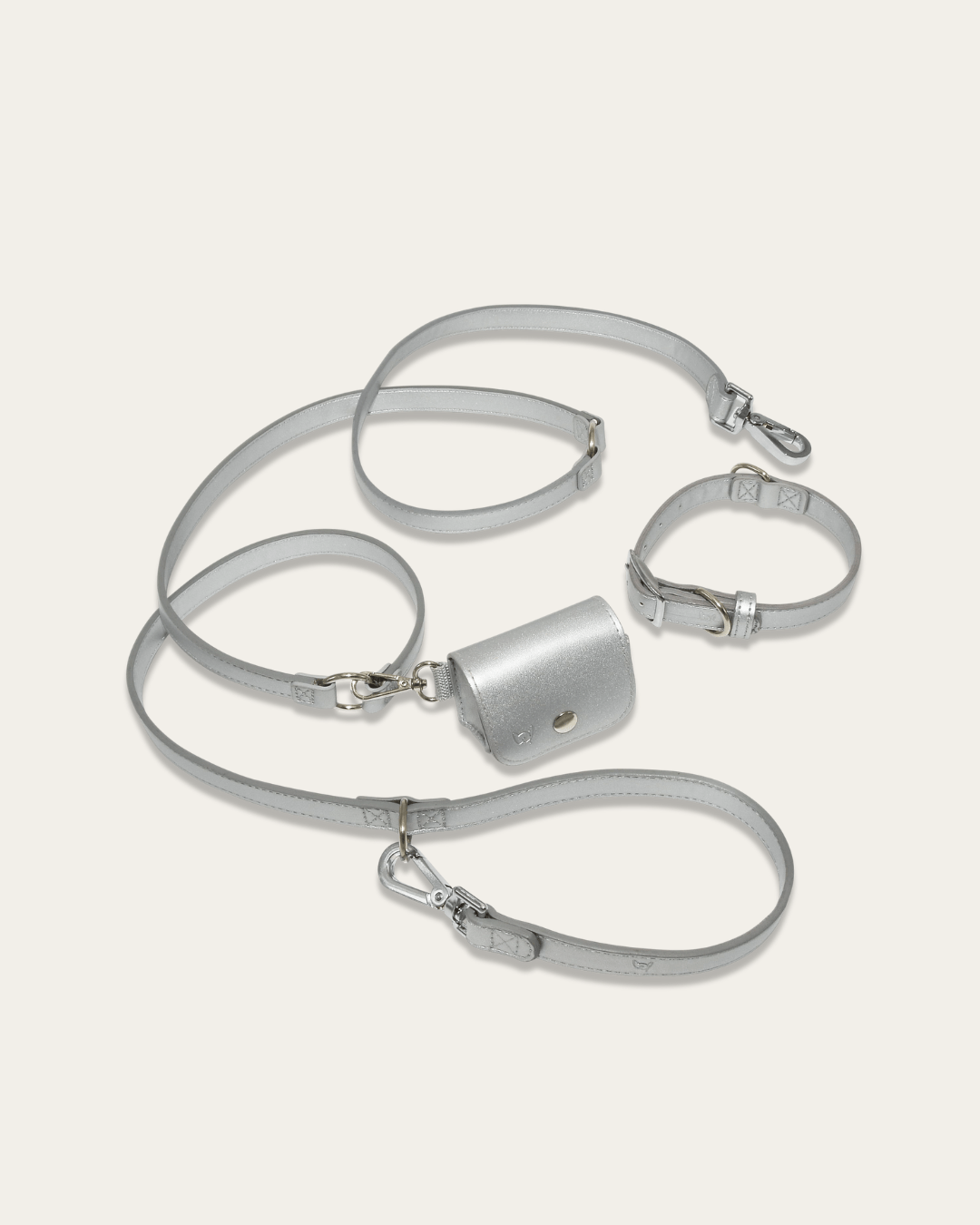 Shine Vegan Leather Collar, Leash, & Poop Pouch Kit - FURRY MUSE