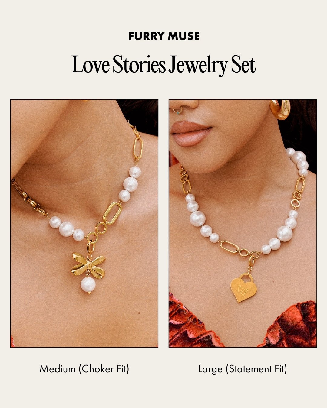 Furry Muse Pet Jewelry | The Zoe Pearl and Gold Pet Necklace