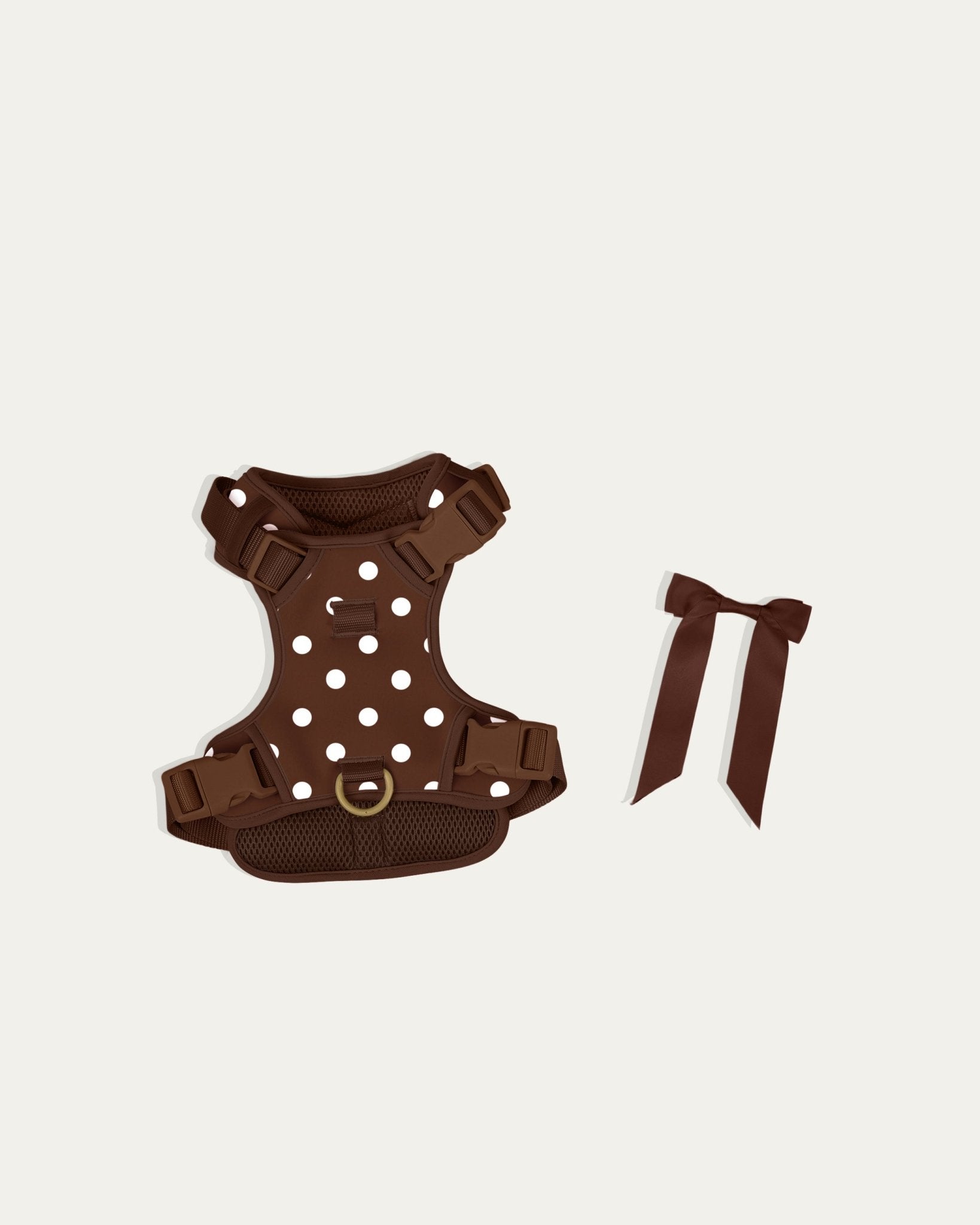 Wander! Bow Harness 2.0 - Cocoa Polka - FURRY MUSE WAN-HAR3-XS-BRP