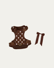 Wander! Bow Harness 2.0 - Cocoa Polka - FURRY MUSE WAN-HAR3-XS-BRP
