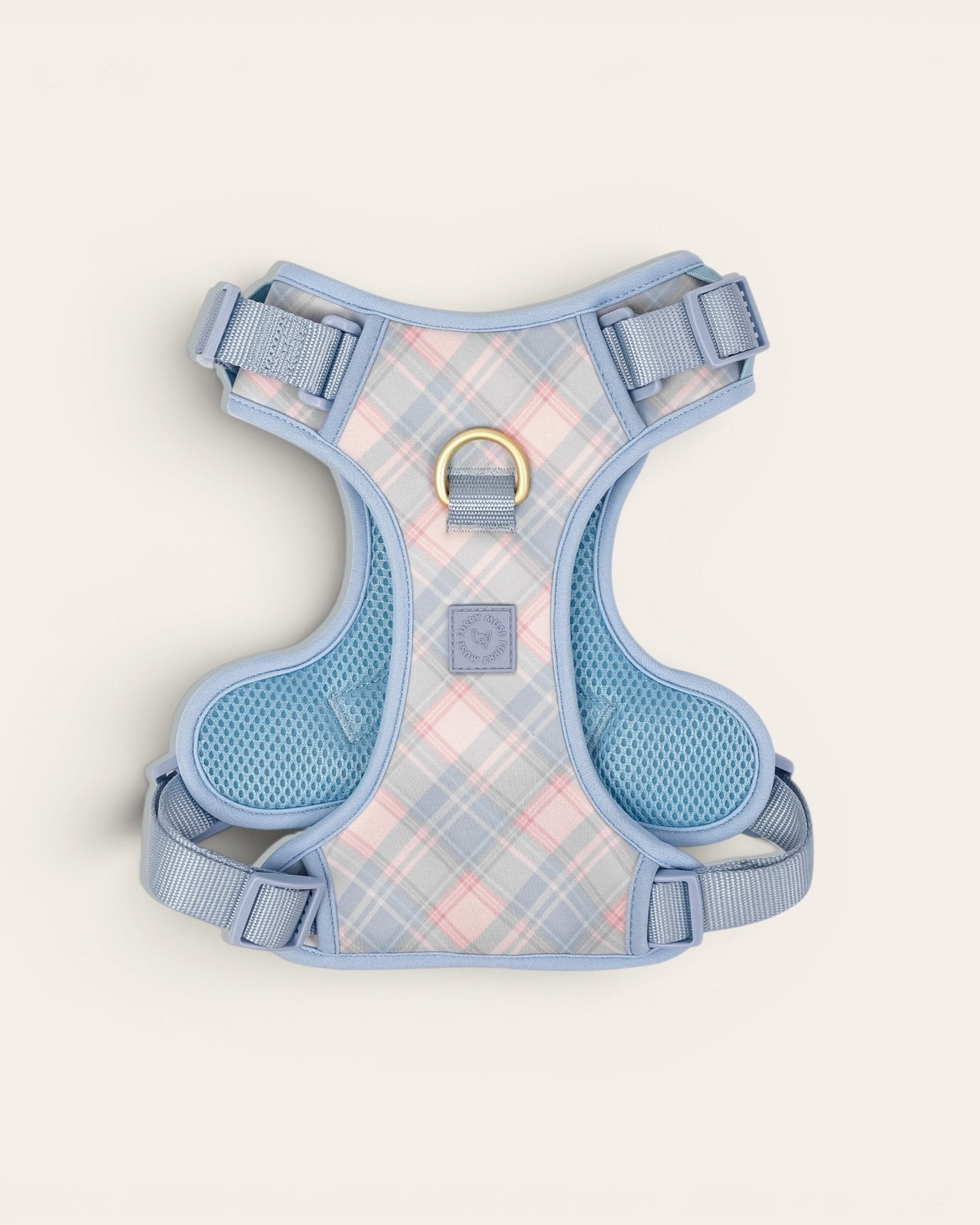 Wander! Bow Harness 2.0 - Seaside Plaid - FURRY MUSE WAN-HAR3-XS-LBPD