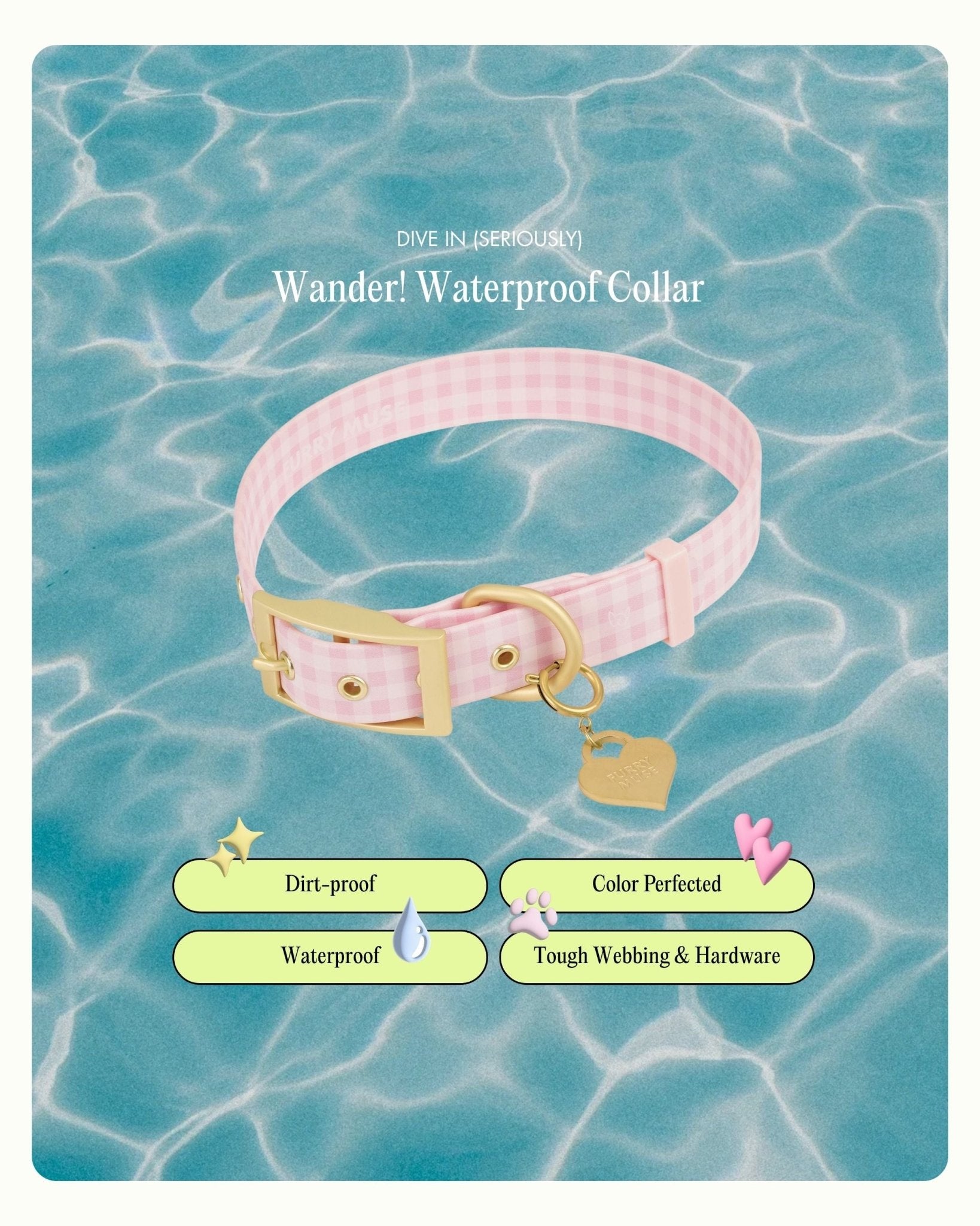 Wander! Collar 2.0 - Blossom Gingham - FURRY MUSE WAN-COL2-S-PNP