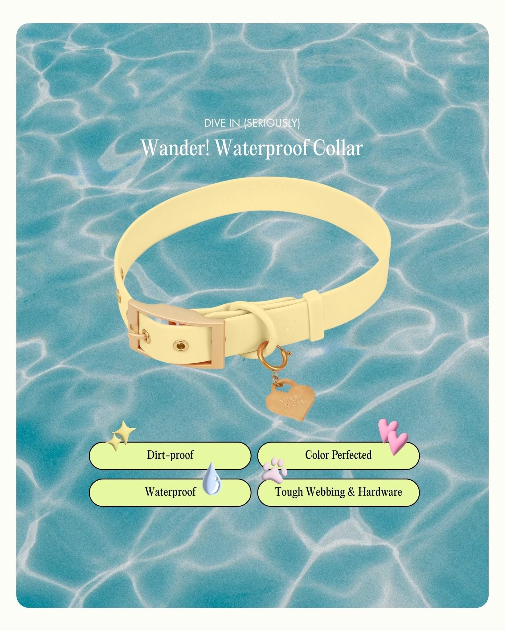 Wander! Collar 2.0 - Buttercream - FURRY MUSE WAN-COL2-S-YL