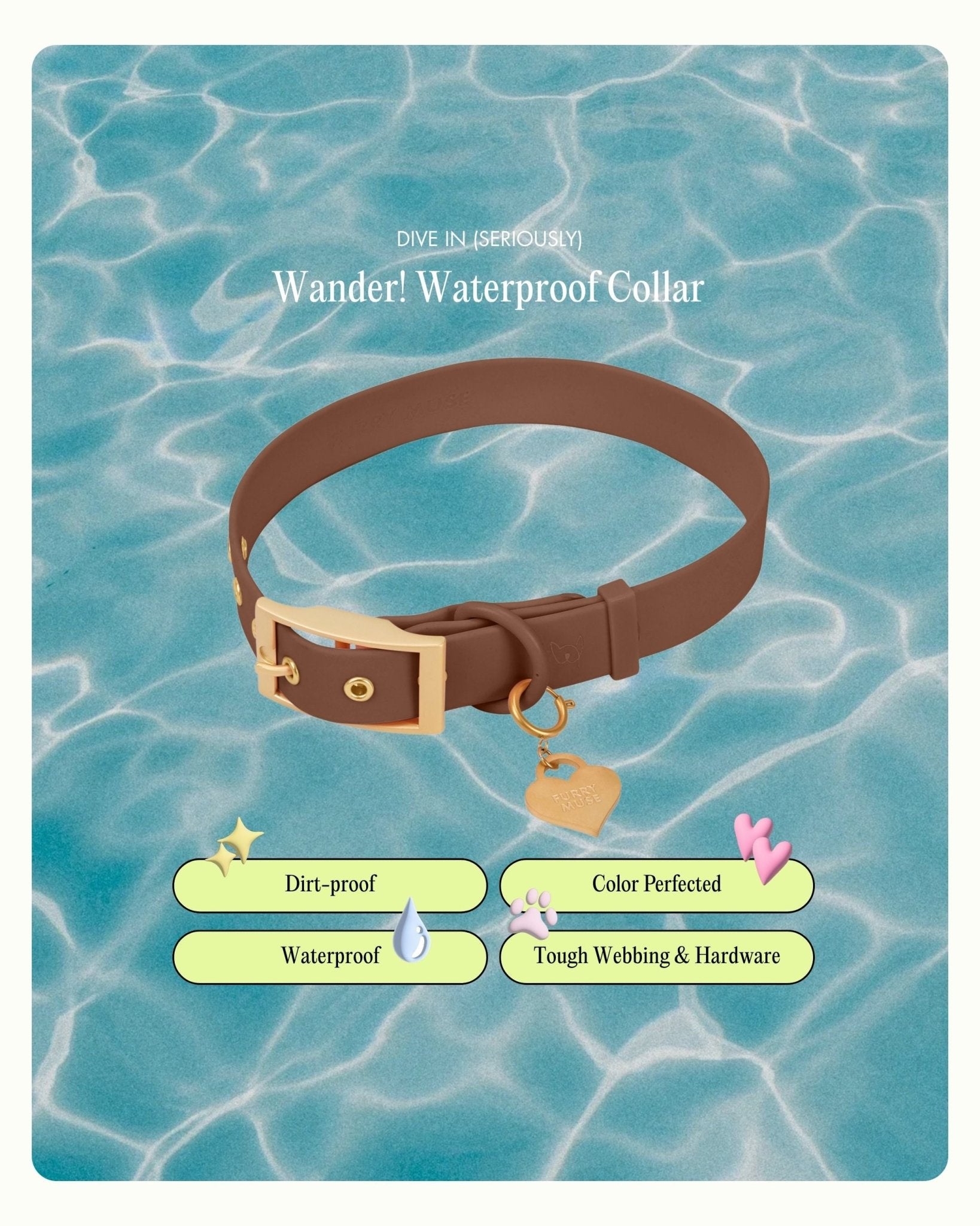 Wander! Collar 2.0 - Cocoa - FURRY MUSE WAN-COL2-S-BR
