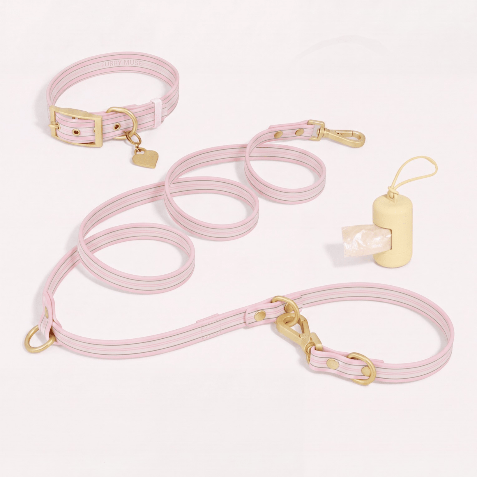 Wander! Collar Kit - Lemonade Stripe - FURRY MUSE WAN-CKIT-S-YPN-6FT-GO