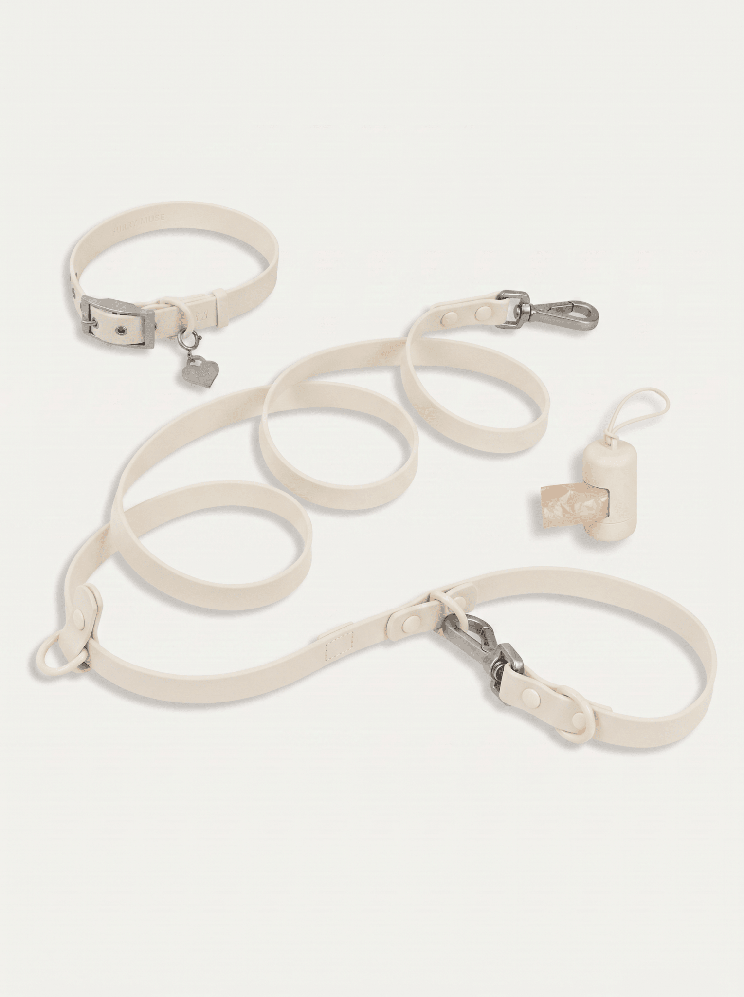 Wander! Collar Kit Pearl - Silver - FURRY MUSE WAN-CKIT-S-WH-6FT-SI