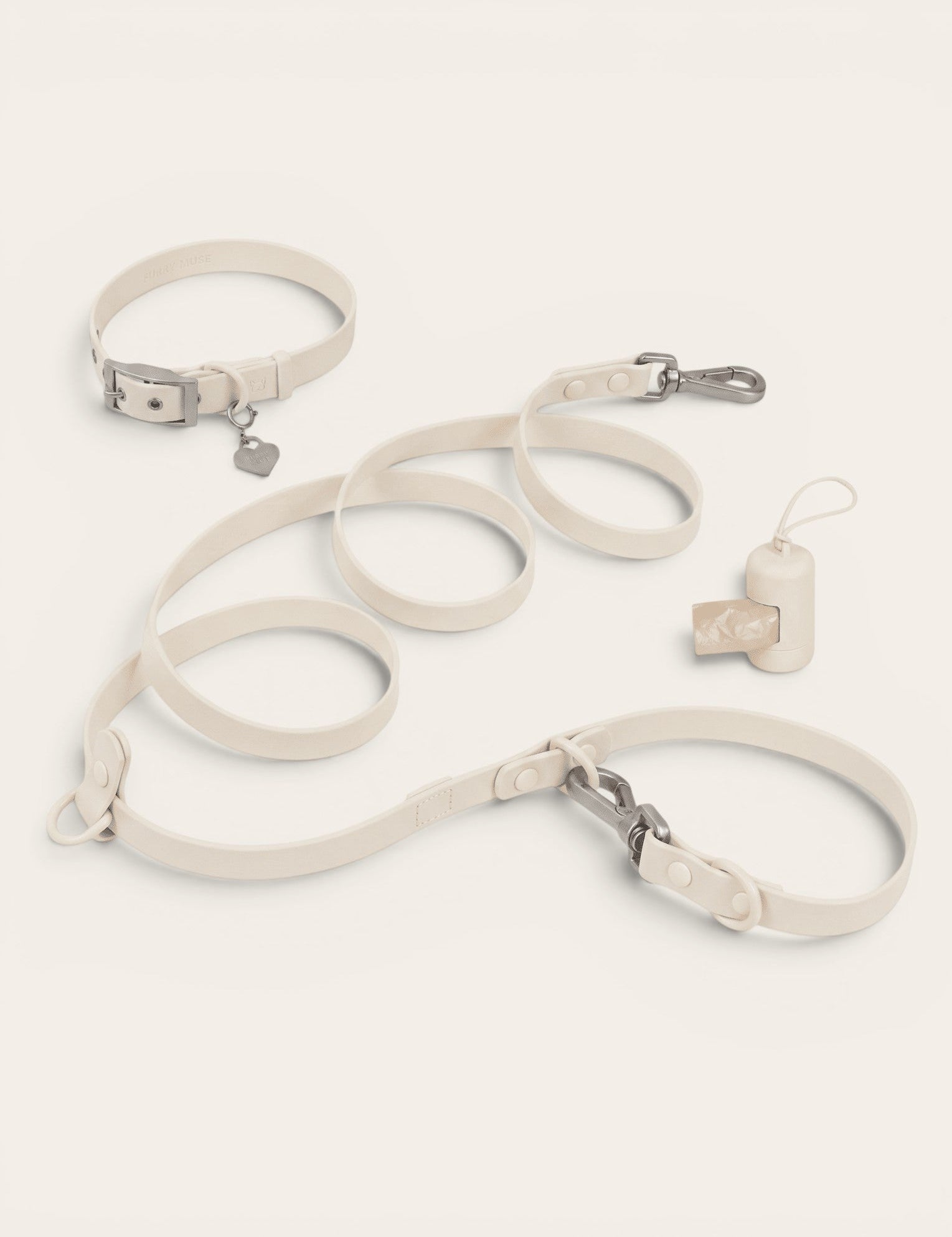 Wander! Collar Kit Pearl - Silver - FURRY MUSE WAN-CKIT-S-WH-6FT-SI