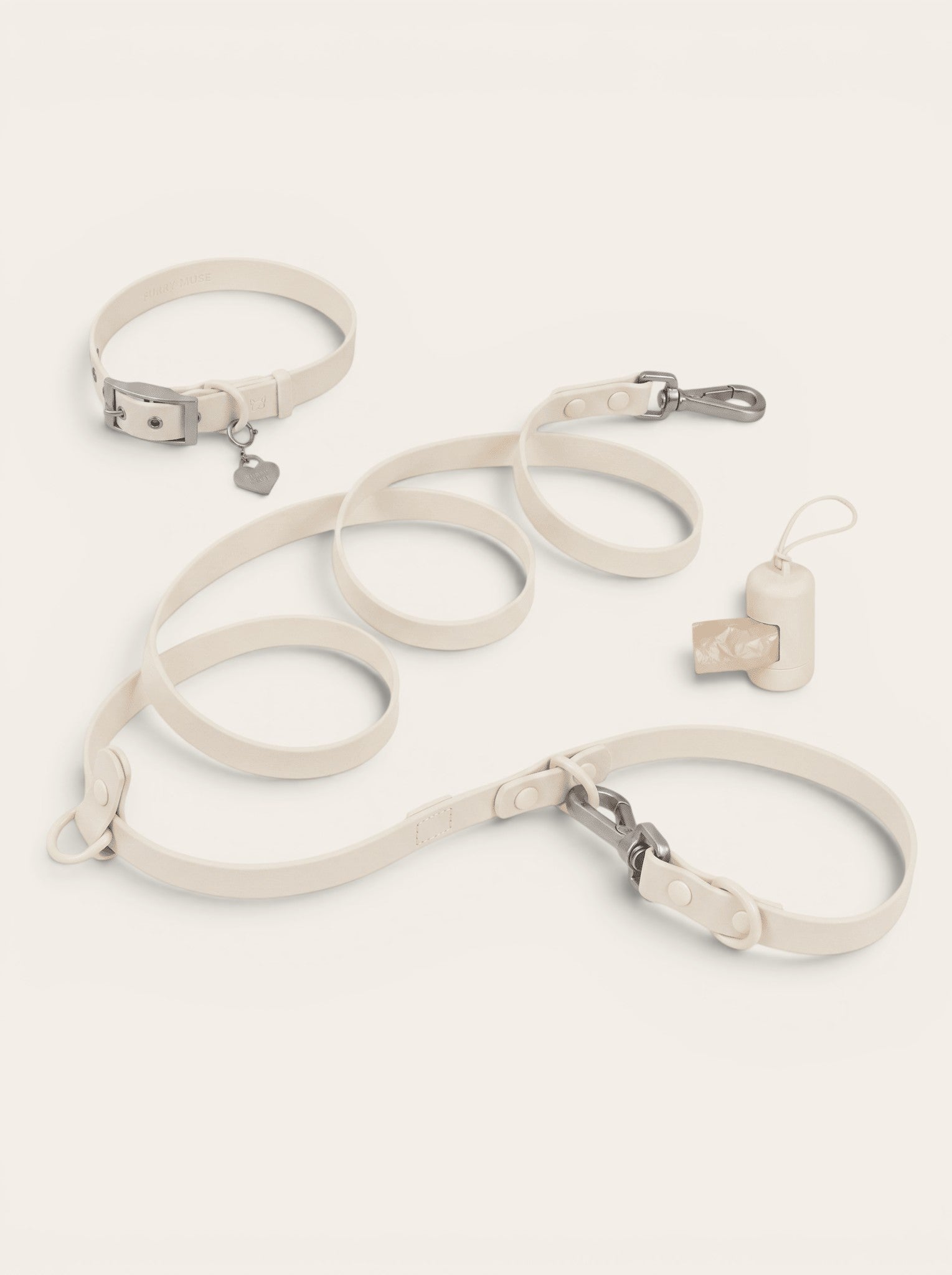 Wander! Collar Kit Pearl - Silver - FURRY MUSE WAN-CKIT-S-WH-6FT-SI