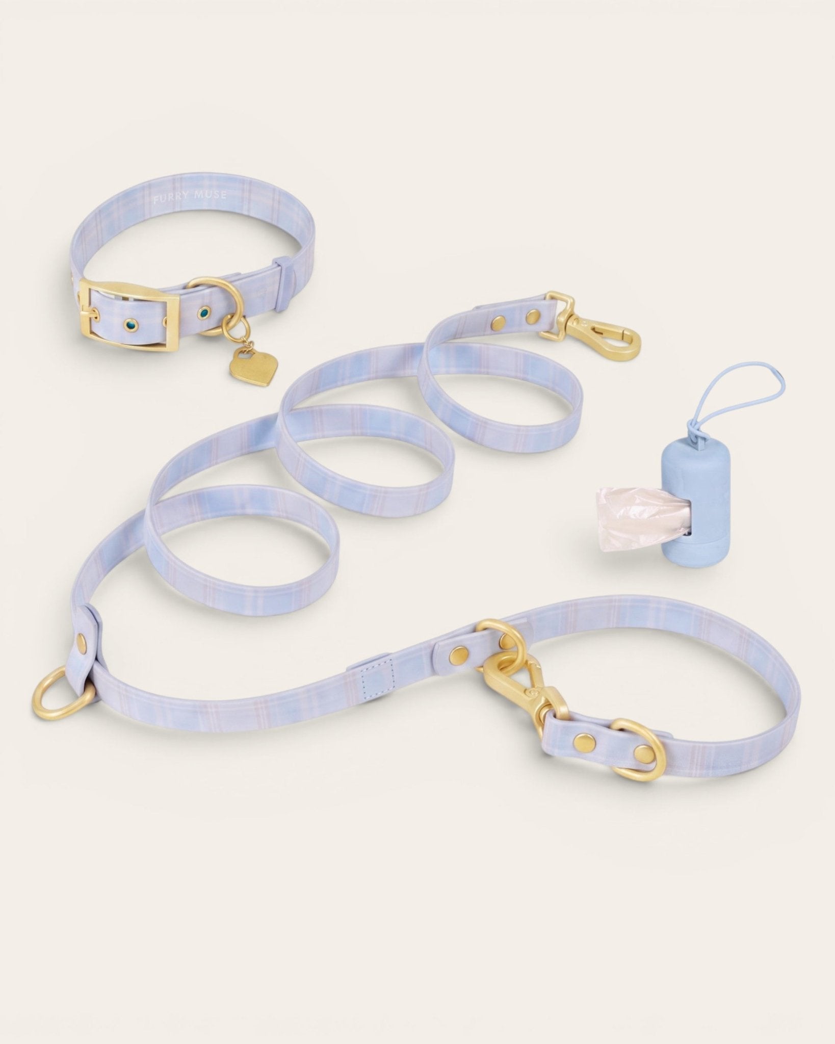 Wander! Collar Kit - Seaside Plaid - FURRY MUSE WAN-CKIT-S-LBPD-6FT-GO