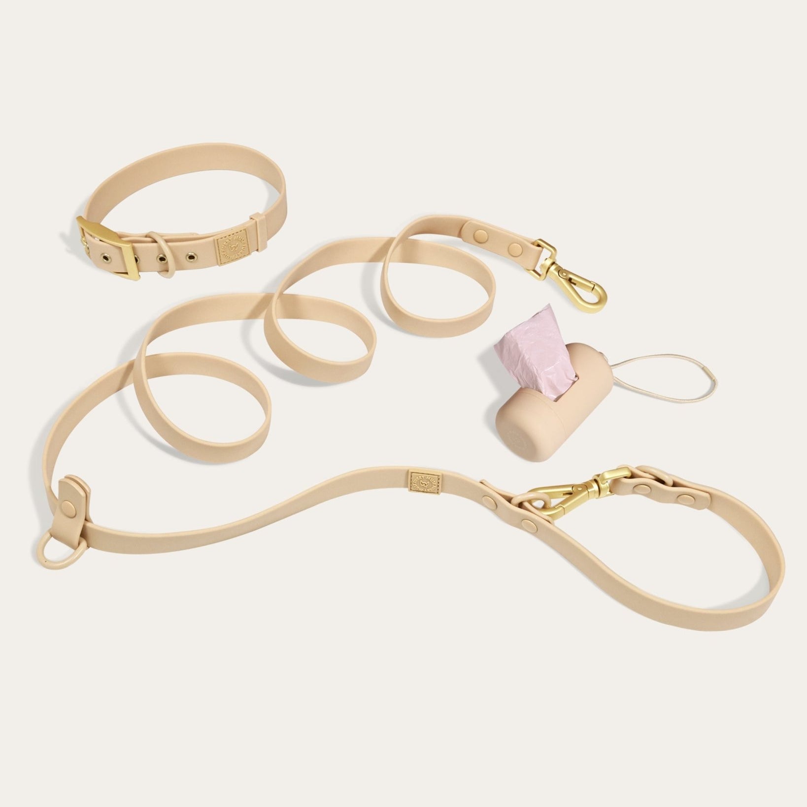 Wander! Collar, Leash, & Poop Pouch Kit Latte - FURRY MUSE WAN - CKIT - S - BR